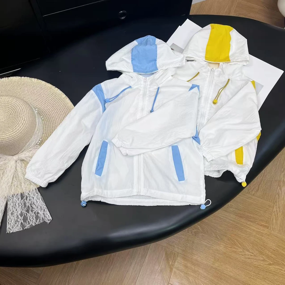 儿童时尚百搭2025新款连帽拼接防晒衣H7944