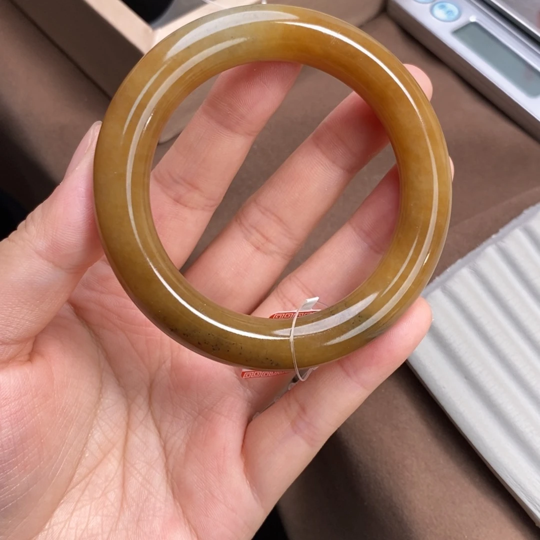 和田玉手镯未镶嵌楼兰三色手镯53.6#