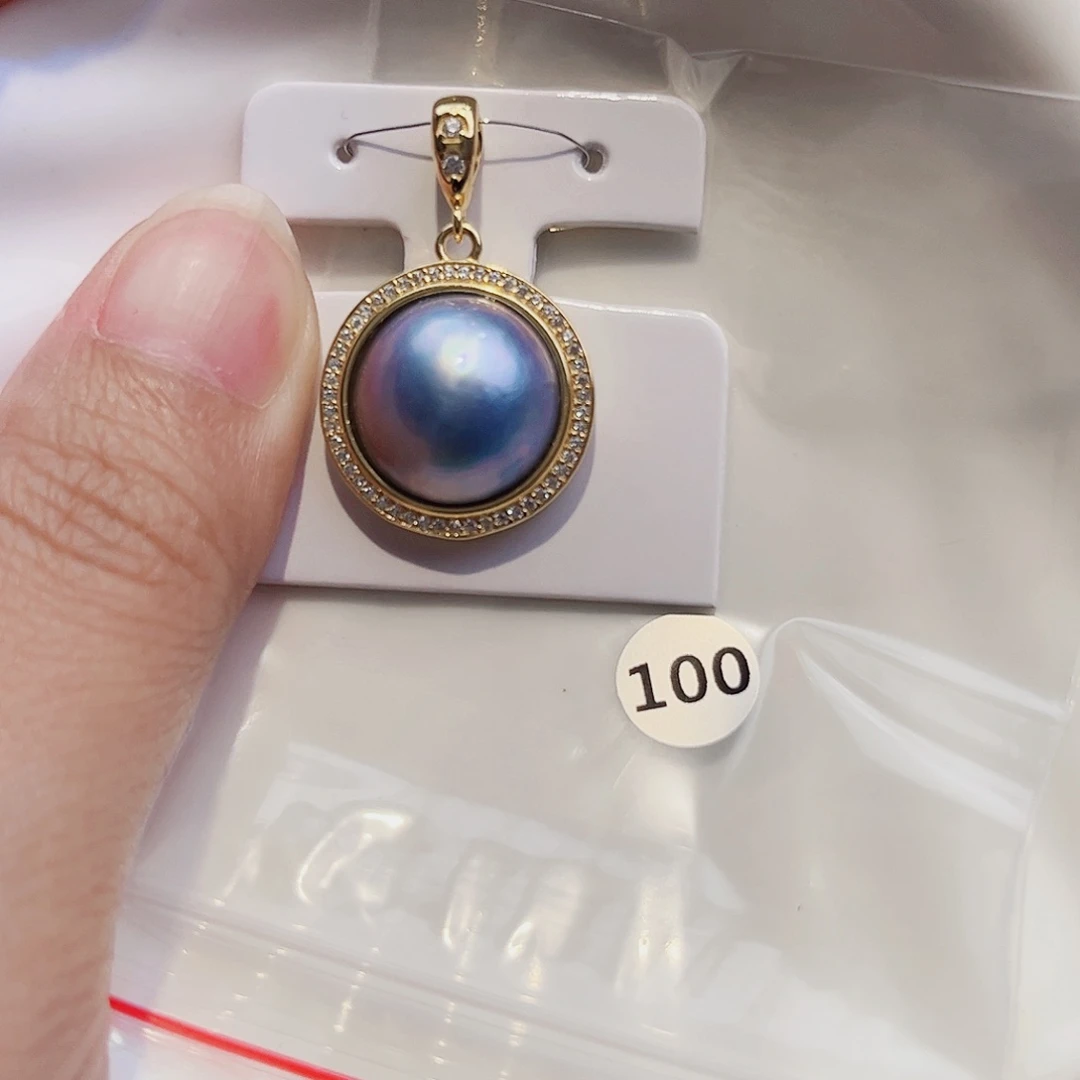 银S925镶嵌拼合珍珠（马贝珠）颈饰?****?