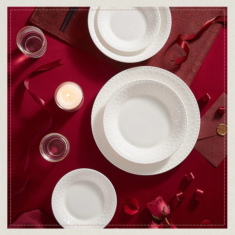 618专属链接【礼赠拍完即止】枫丹白露纯白骨瓷餐具4口之家专属礼盒