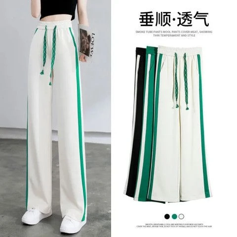 阔腿裤女春秋季2025新款高腰垂感显瘦抽绳直筒运动裤女休闲
