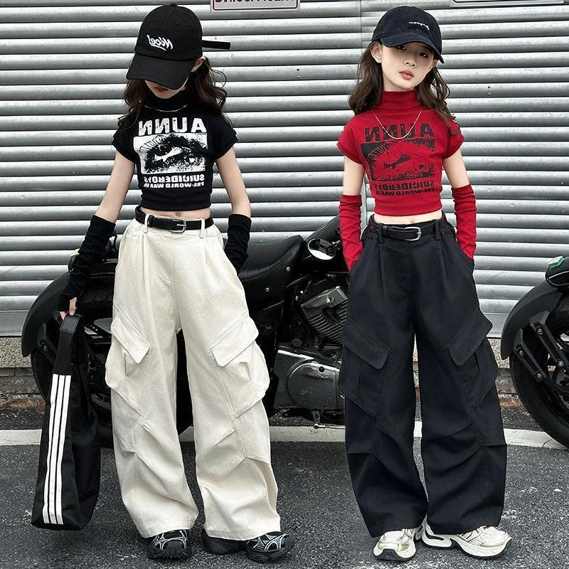 女童街舞服两件套春秋新款儿童爵士舞服装中大童六一演出服表演服