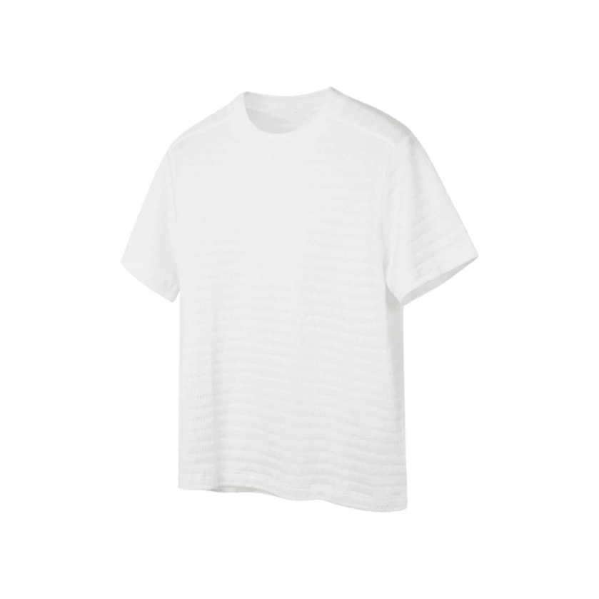 NNEFC夏季男装静奢肌理混纺基础款提花修身百搭圆领百搭百搭T恤