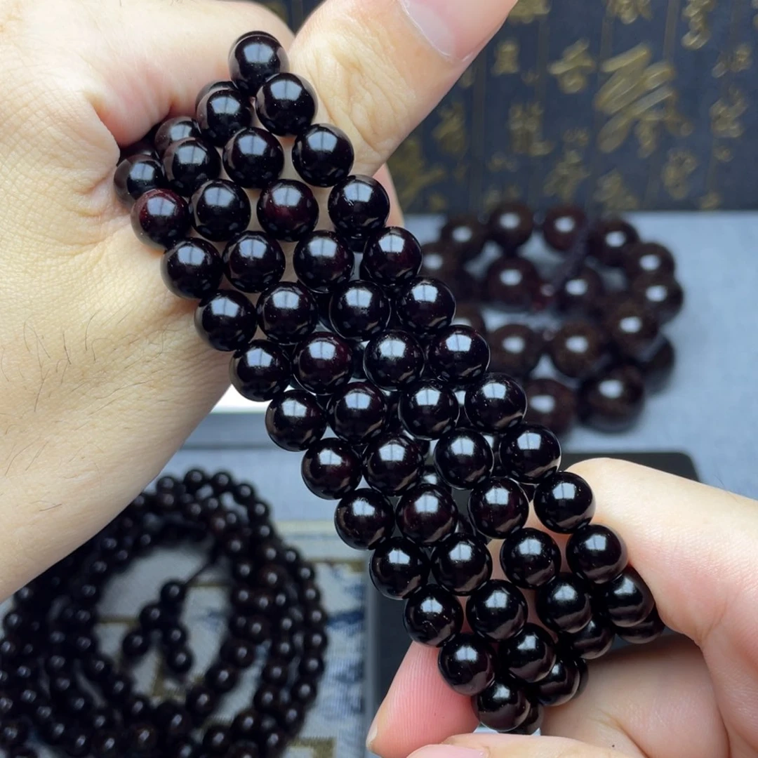 檀香紫檀（小叶紫檀）0.8 108颗 千年老料 黑珍珠