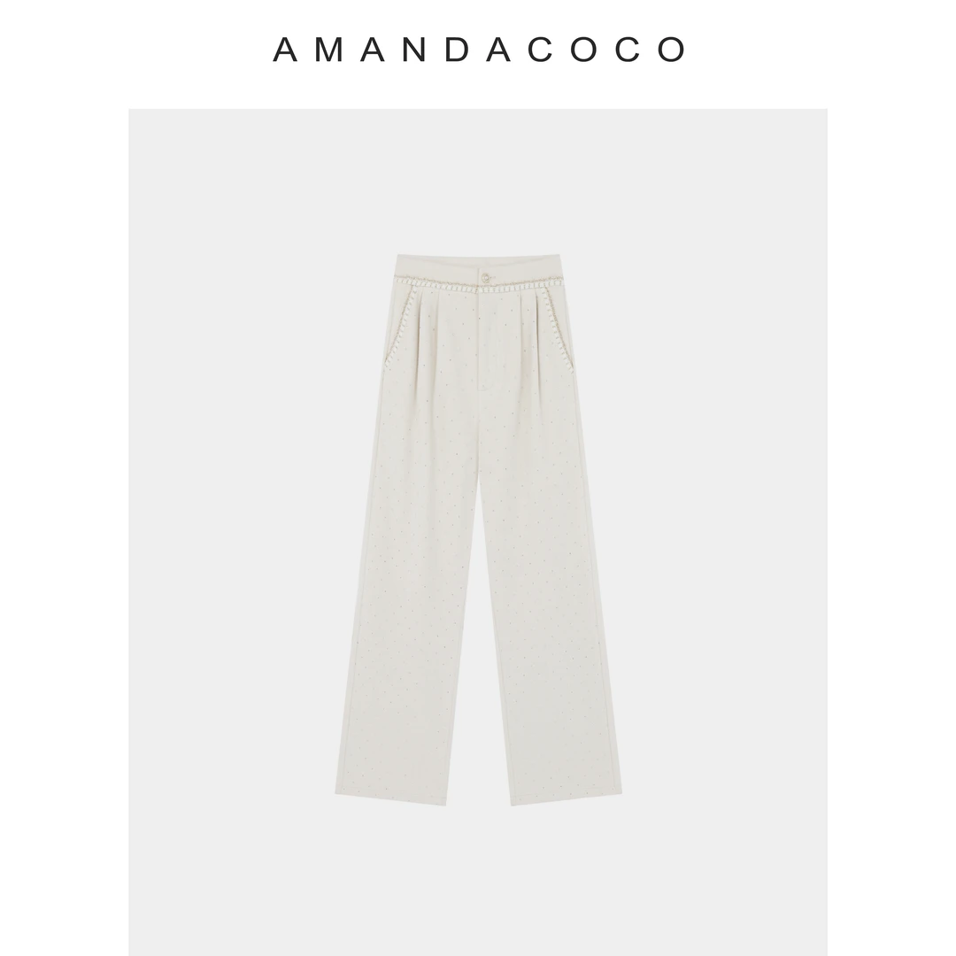 向姐| 慵懒漫步～25秋冬轻奢烫钻亮丝织带显瘦加绒软糯阔腿裤