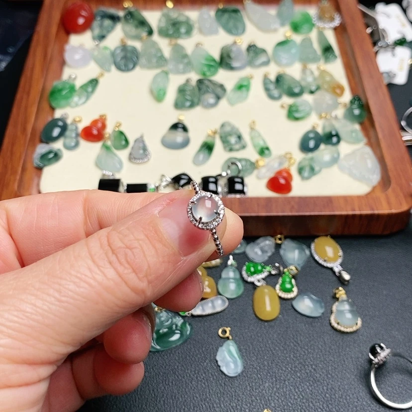 【闪购商品】翡翠戒指银S925镶嵌A**a戒指