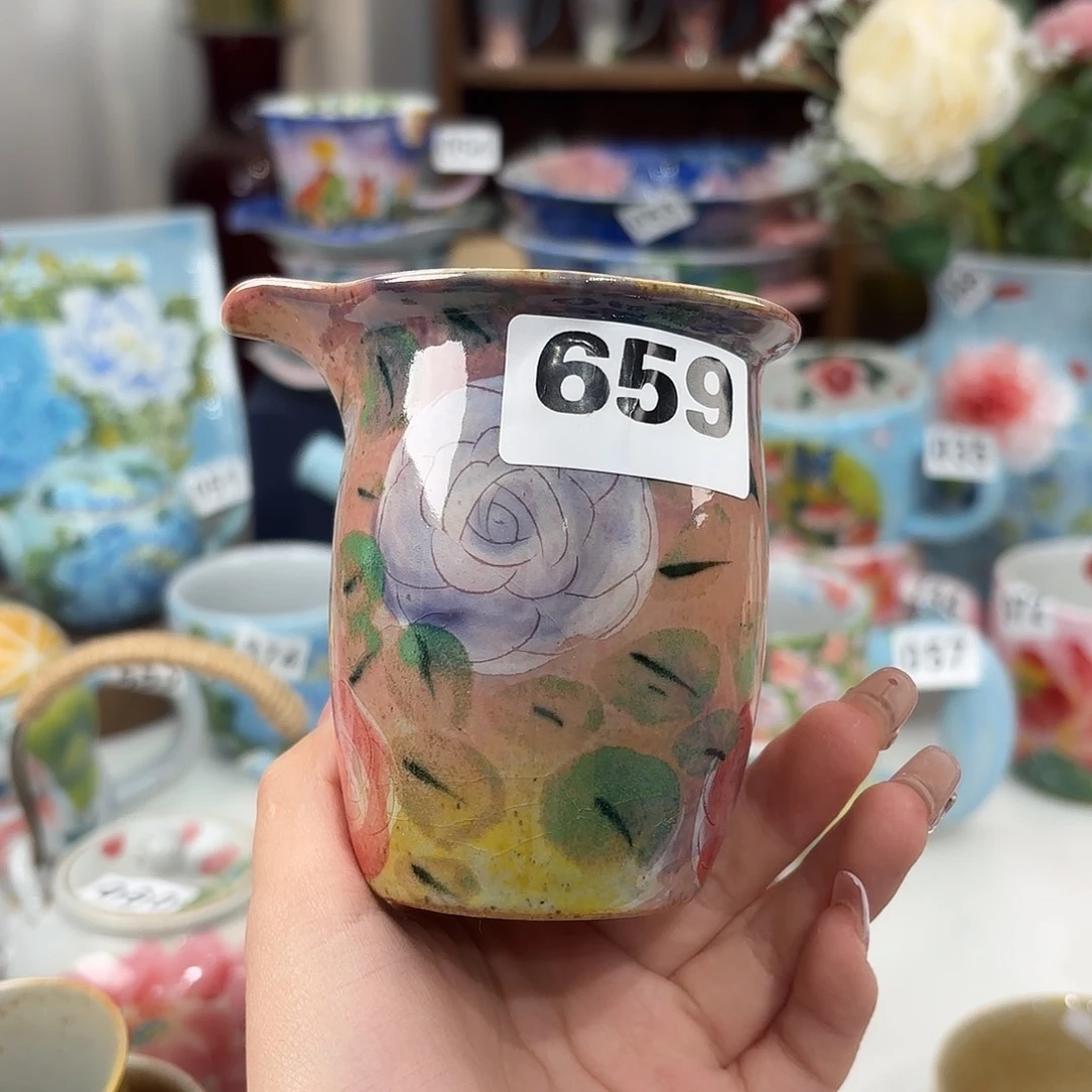 瓷片猫*?景德镇手绘高温釉下彩陶瓷茶具