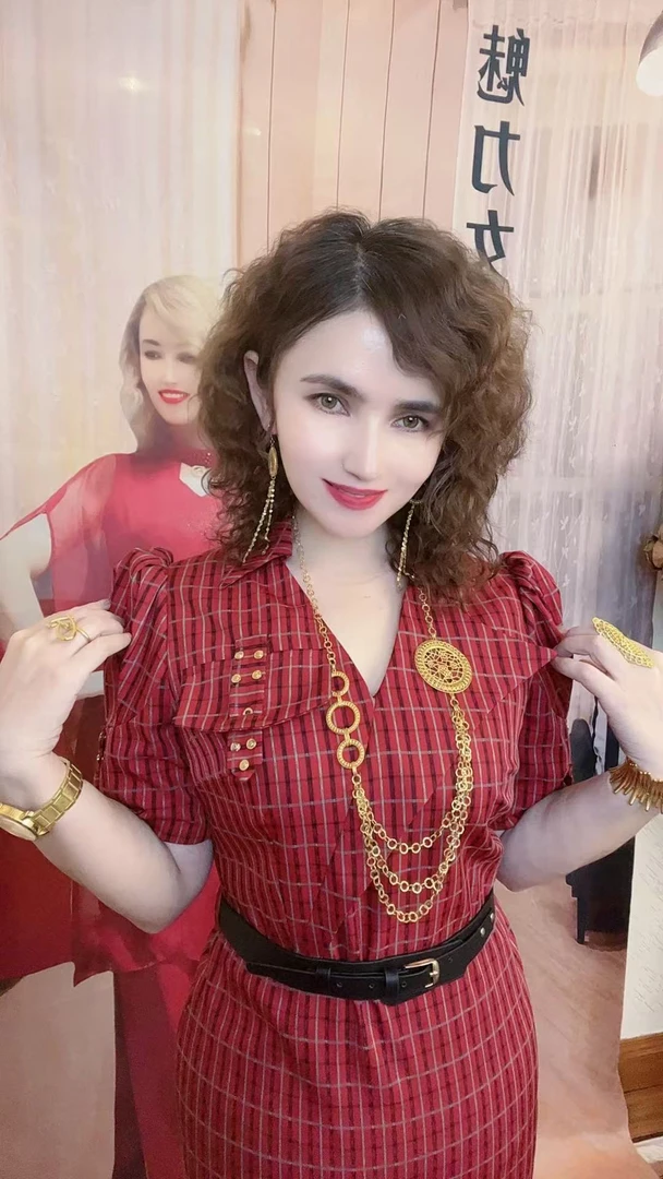 MODA KIZ洋气减龄格纹收腰显瘦连衣裙夏季新款连衣裙