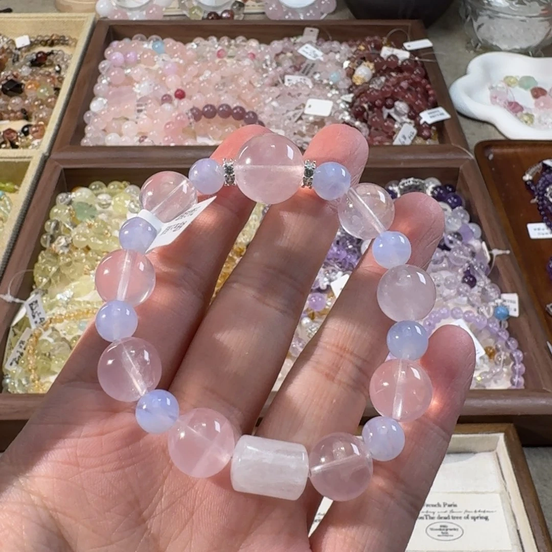 水晶手串未镶嵌粉晶