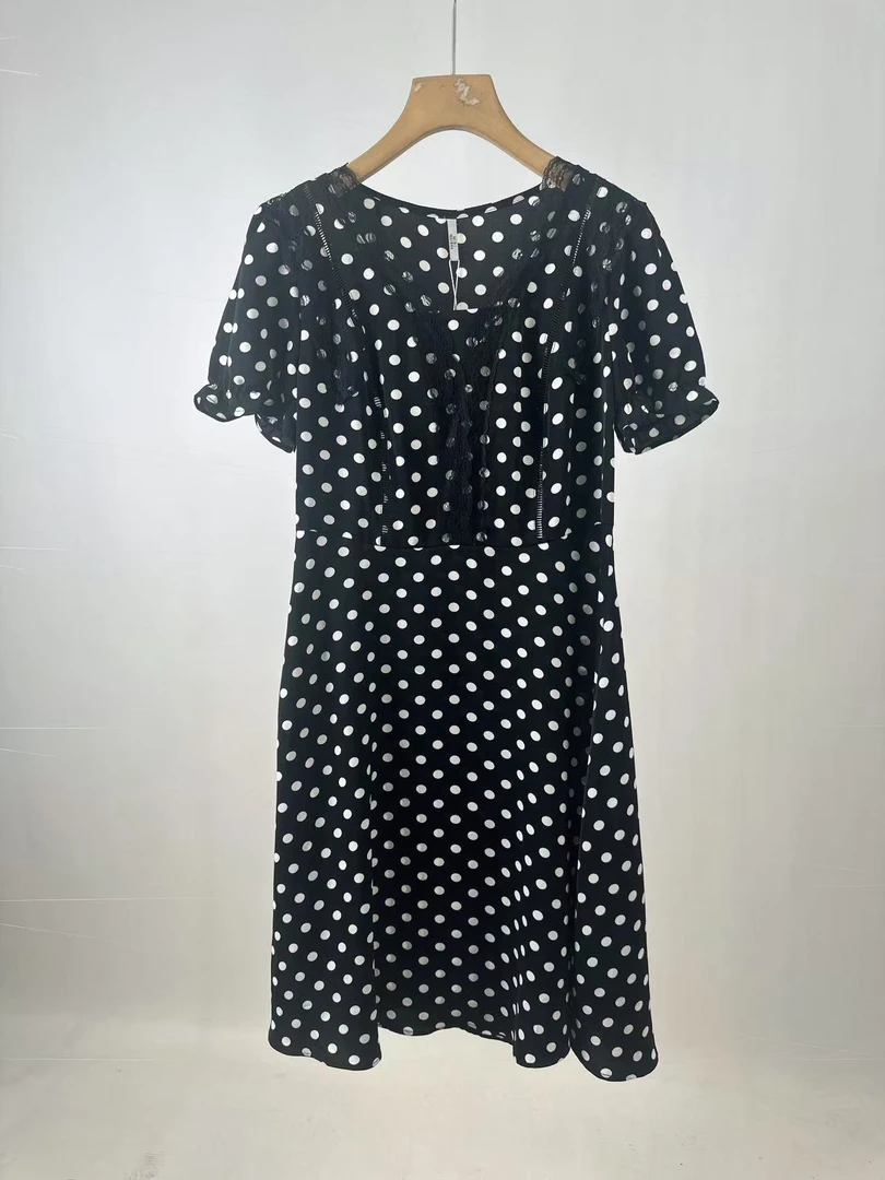 【JX826波点气质裙】麦多多专属2025时尚百搭洋气夏季中长款连衣裙