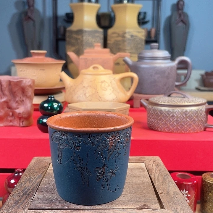 茶杯紫砂螳螂口线杯