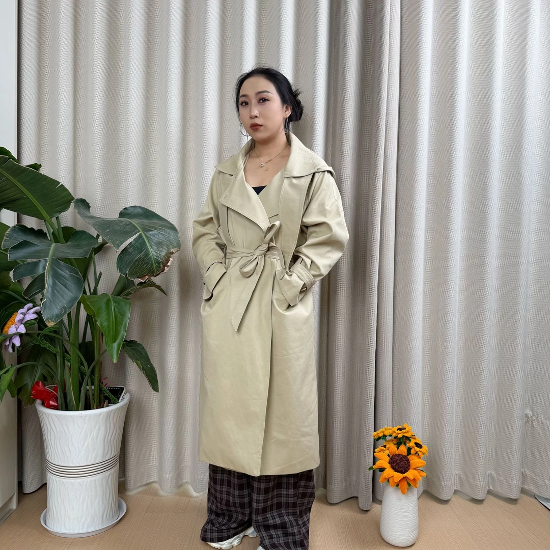 风衣外套女中长款2025秋季时尚气质宽松系带大衣