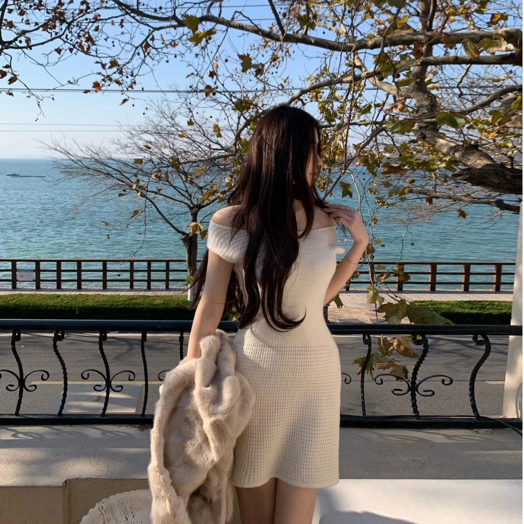 ke7en 约会之必要两种领型羊毛针织镂空拼接裙