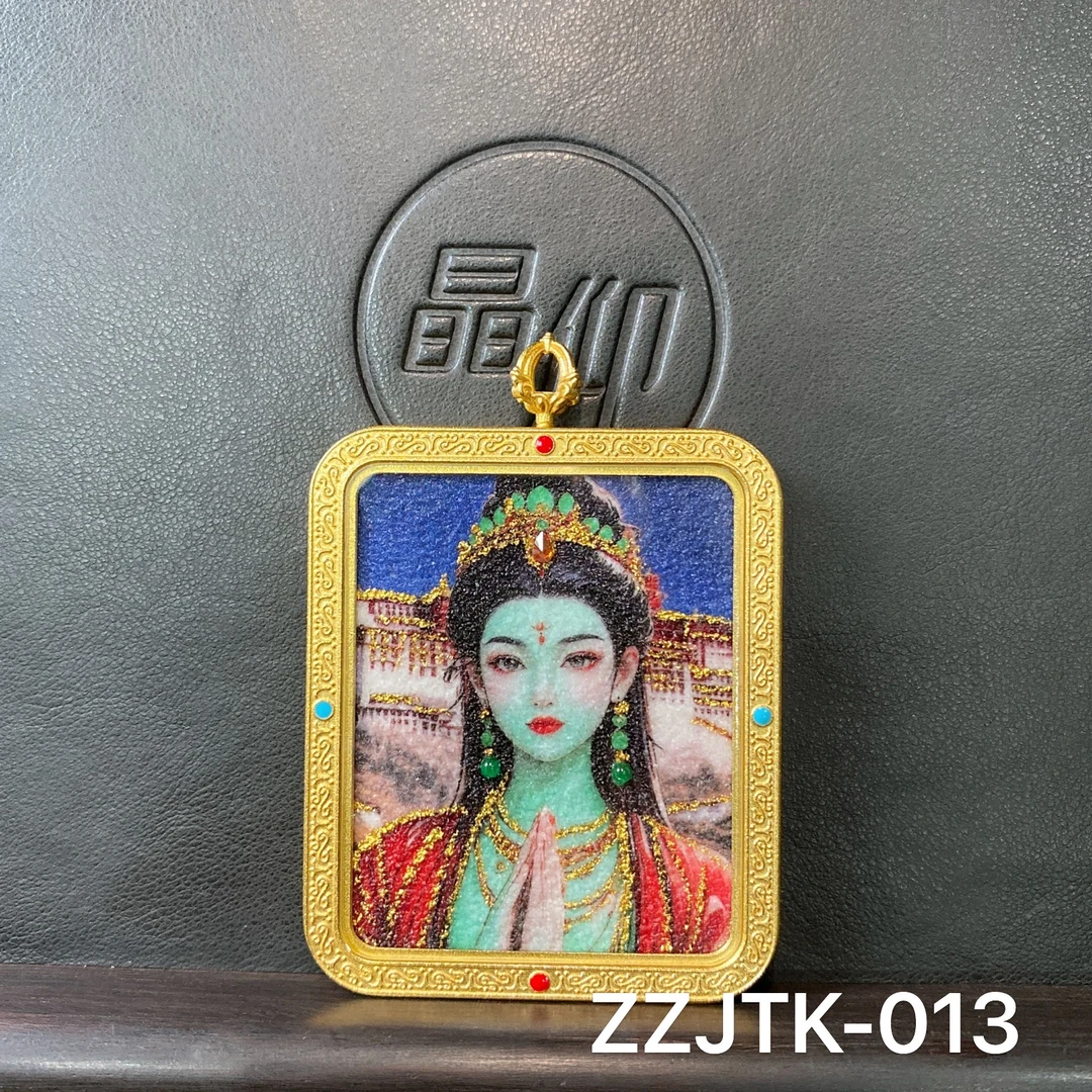 晶仰合金吊坠ZZJTK-013布达拉宫绿渡母手工唐卡