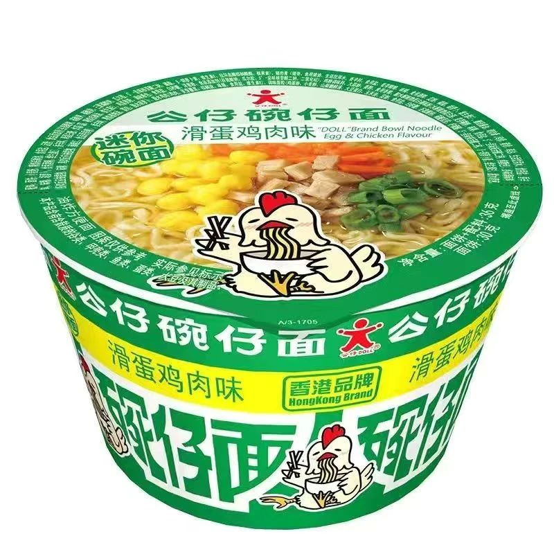 Q公仔面迷你碗仔面香港滑蛋鸡肉风味泡面批发速食36g