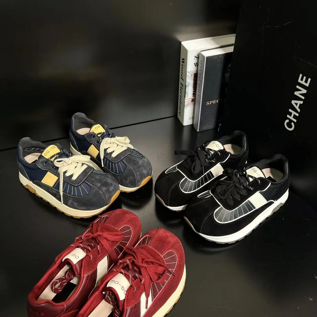 【摩登乐园】娃娃头双鞋带厚底德训鞋女登山鞋防滑运动休闲鞋7806