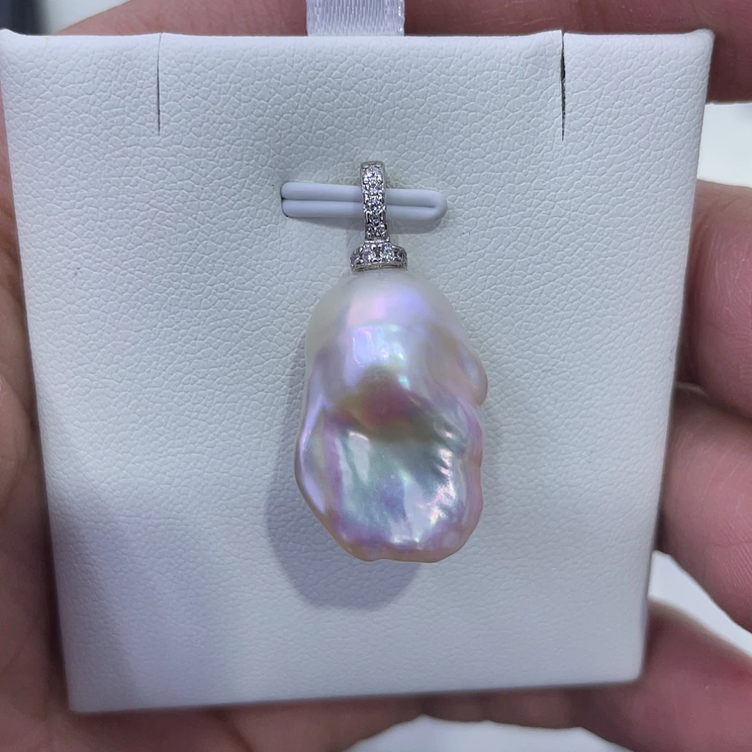 淡水珍珠银S925镶嵌吊坠(不含链)