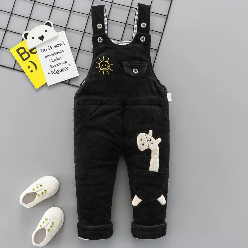 男女宝宝新款背带外穿棉裤冬装加厚棉裤1-2-3岁宝宝背带外出棉裤