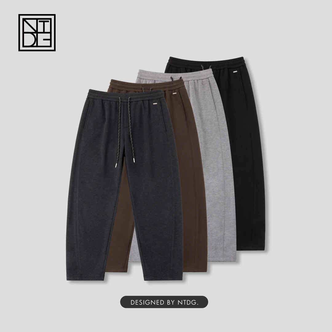 冬季新款加绒加厚彩绳运动裤宽松直筒卫裤9W0867