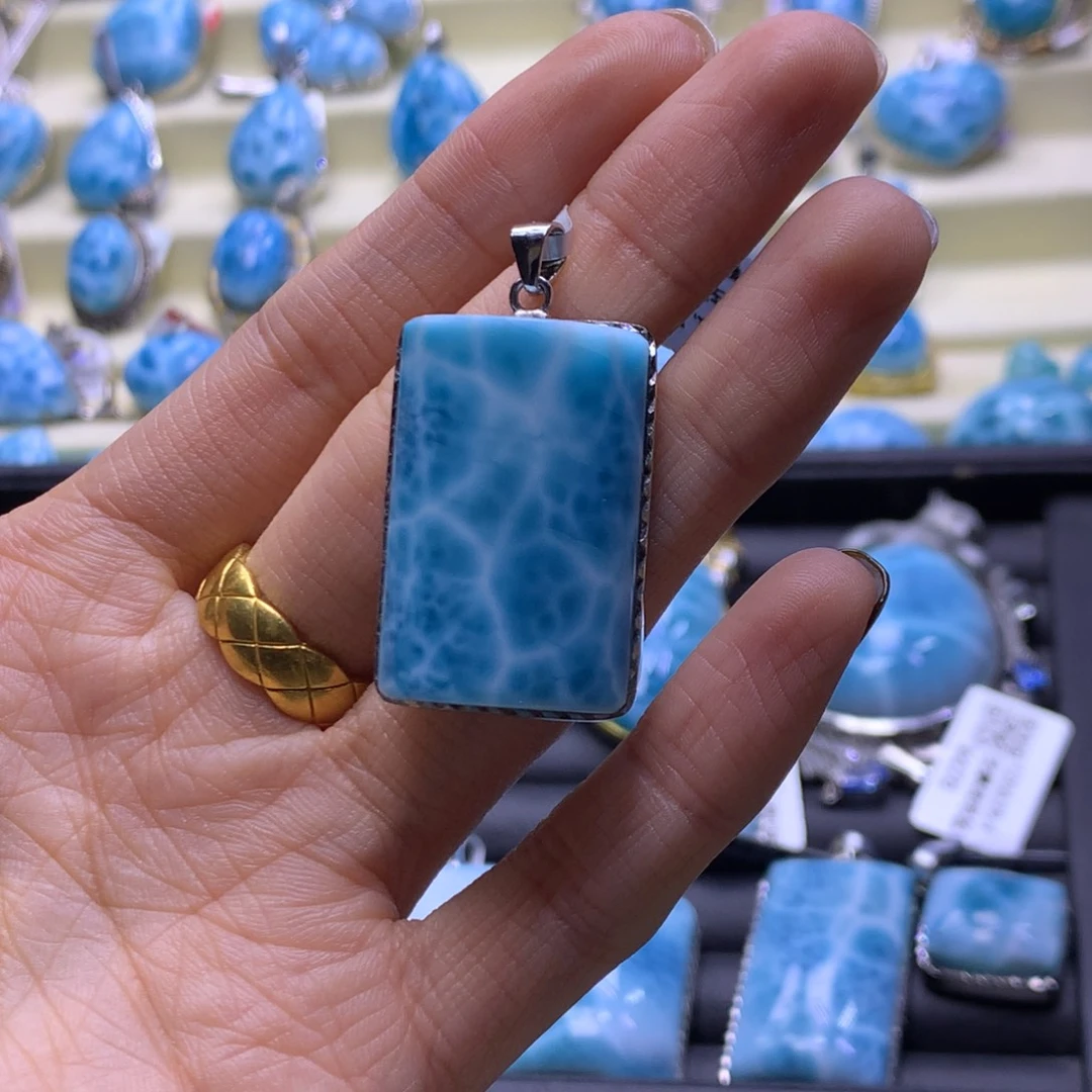 针钠钙石（海纹石）未镶嵌颈饰无事牌吊坠色差略异
