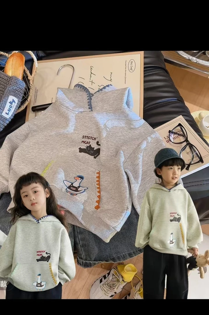 儿童秋季新款连帽卫衣男女童韩版宽松洋气上衣宝宝时髦穿搭童装