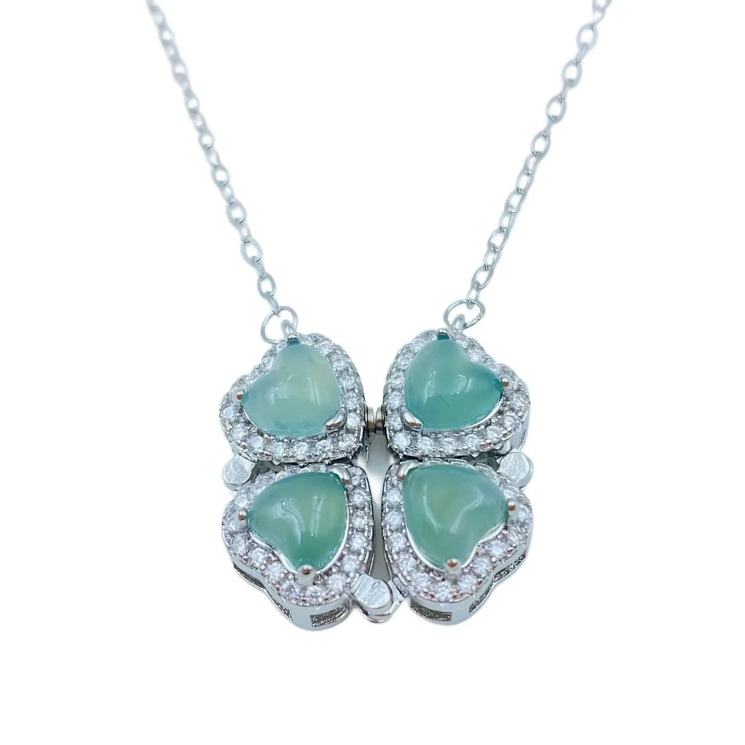 翡翠高冰花花两戴设计款轻奢项链F949