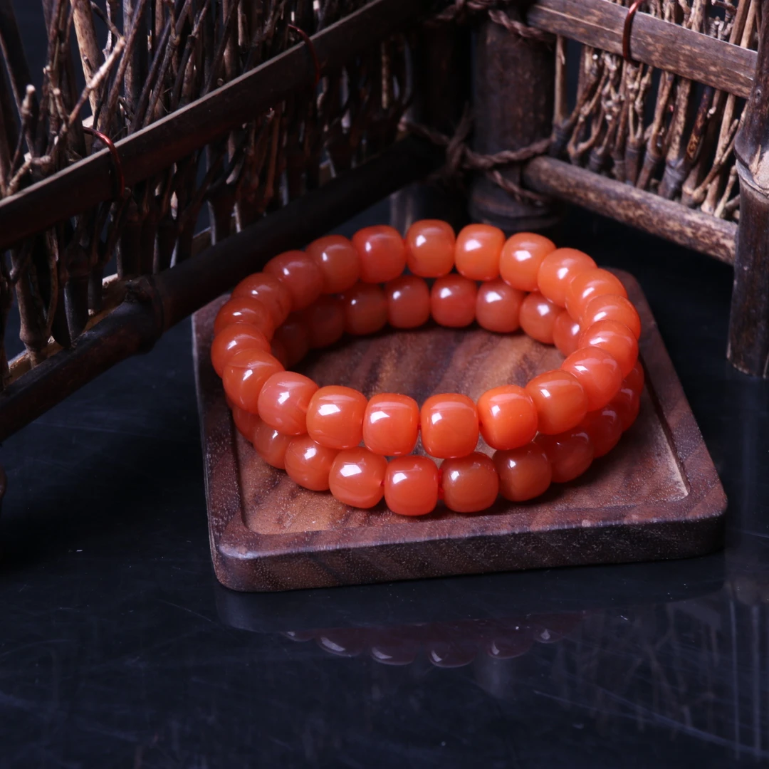 保山滴水洞南红玛瑙10mm左右老型珠手串一条n761（多样性发其一）