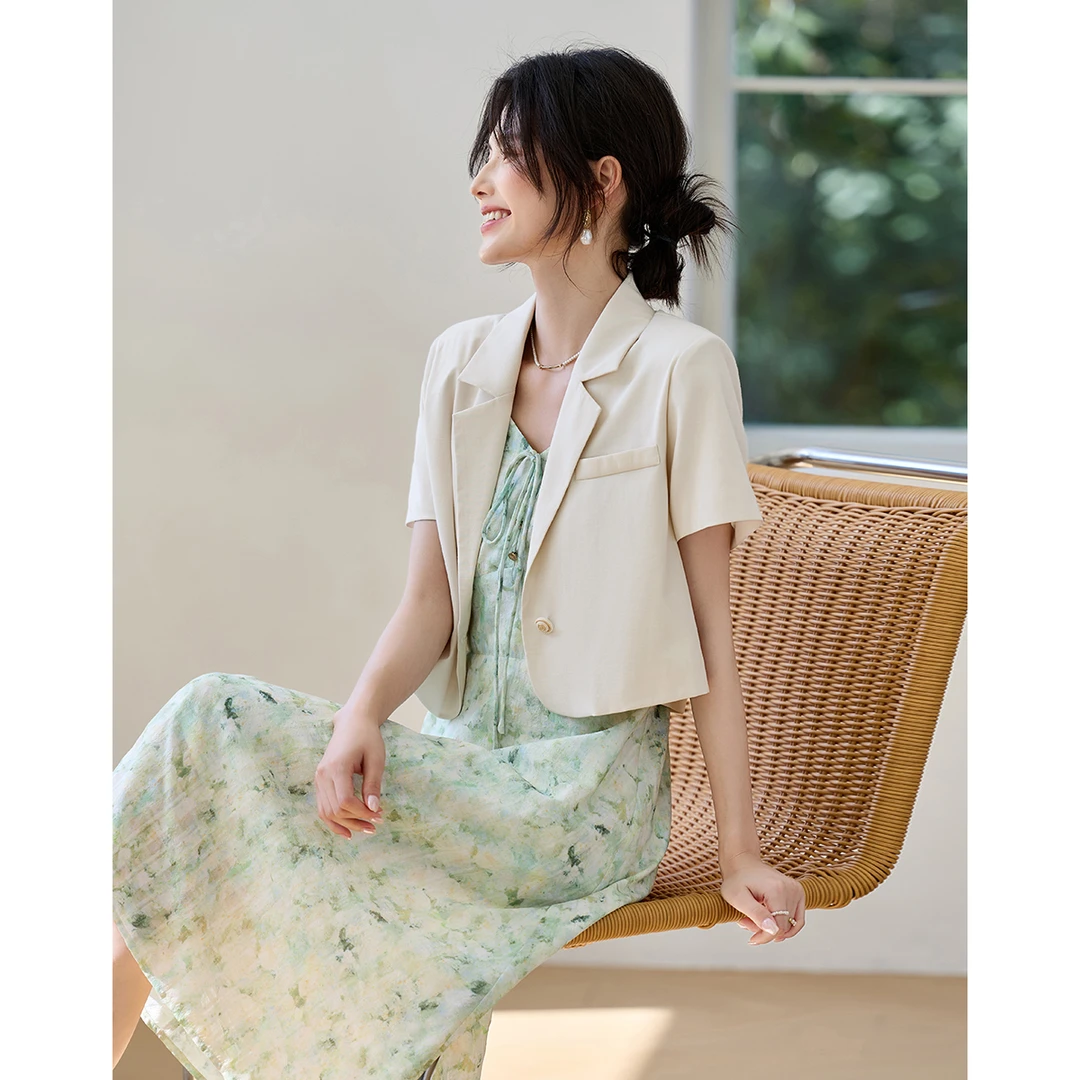 【艾美甄选】短外套+碎花吊带裙套装AN25X5163