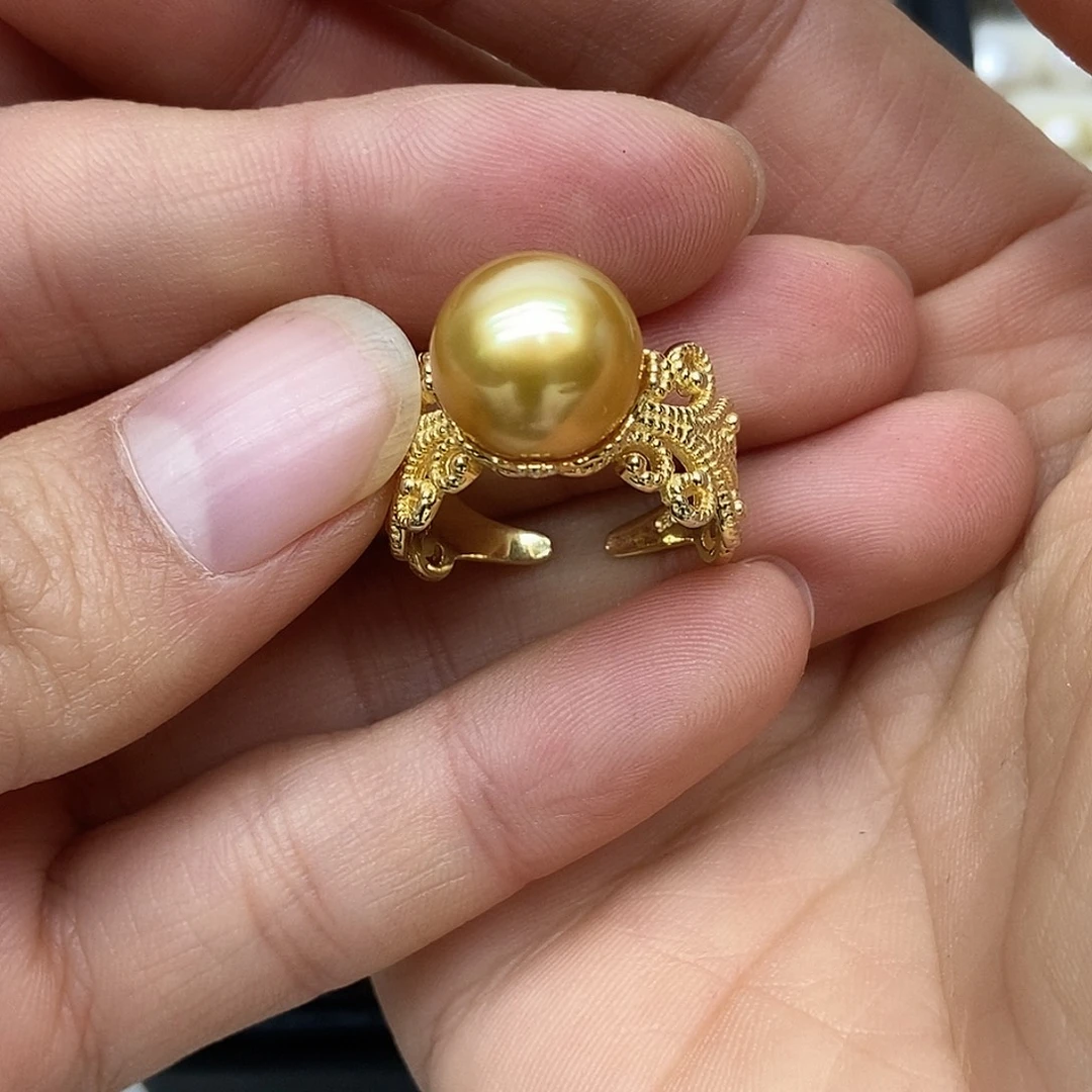 海水珍珠戒圈银S925镶嵌