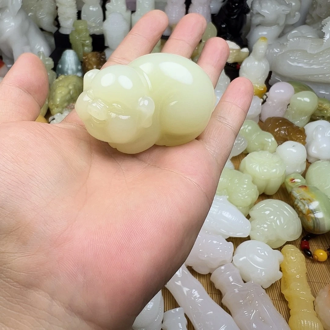 石材雯**茶手工雕刻猪手吧