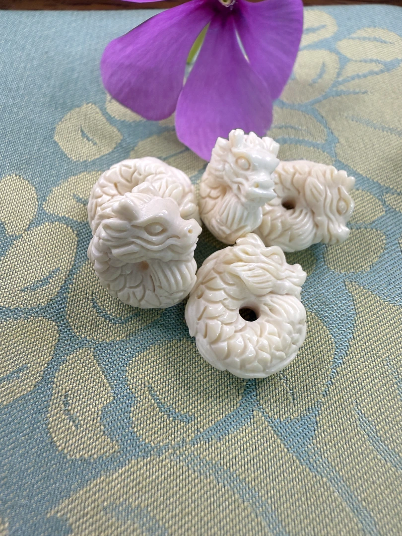 天然猛犸象牙龙扣配饰手串手链吊坠文玩手把件猛犸牙