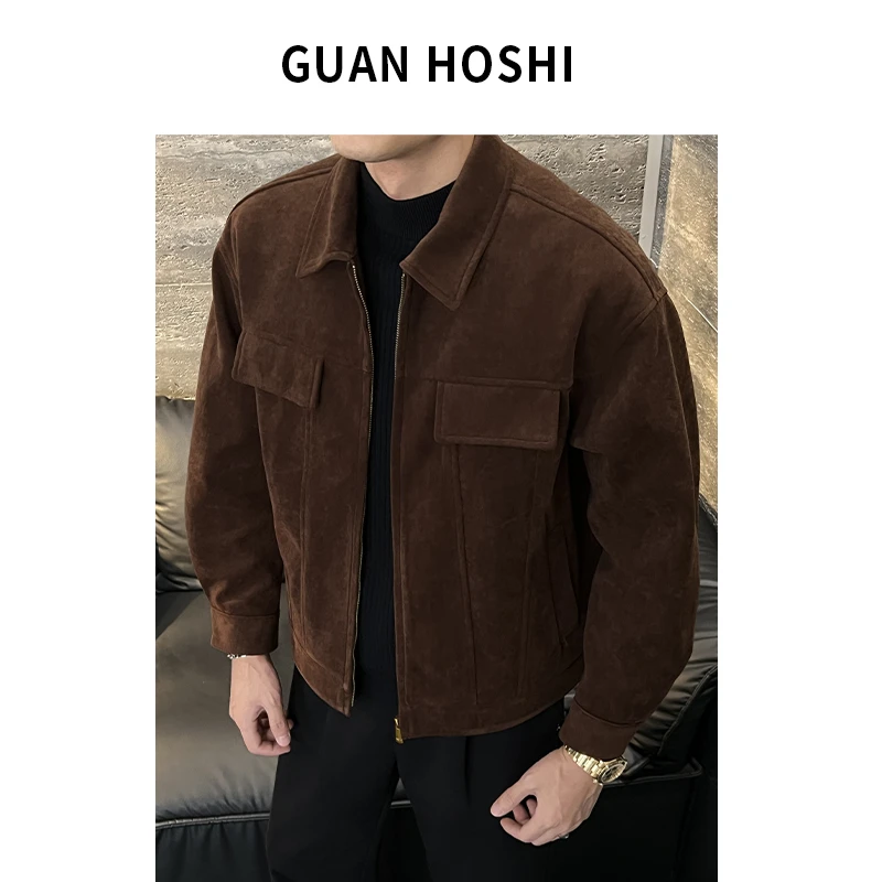 【冠什么希男装】秋冬 「软黄金触感 」 高级麂皮绒立体廓形夹克外套