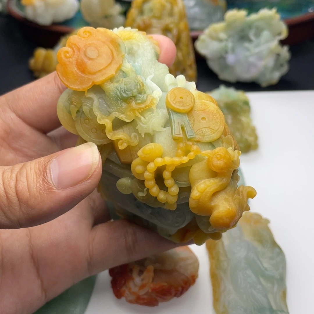 定制翡翠未镶嵌林*.龙凤聚宝鼎