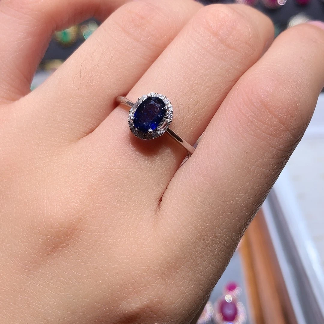 蕾***蓝宝石戒指银S925镶嵌