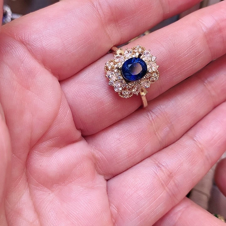 蓝宝石戒指银S925镶嵌