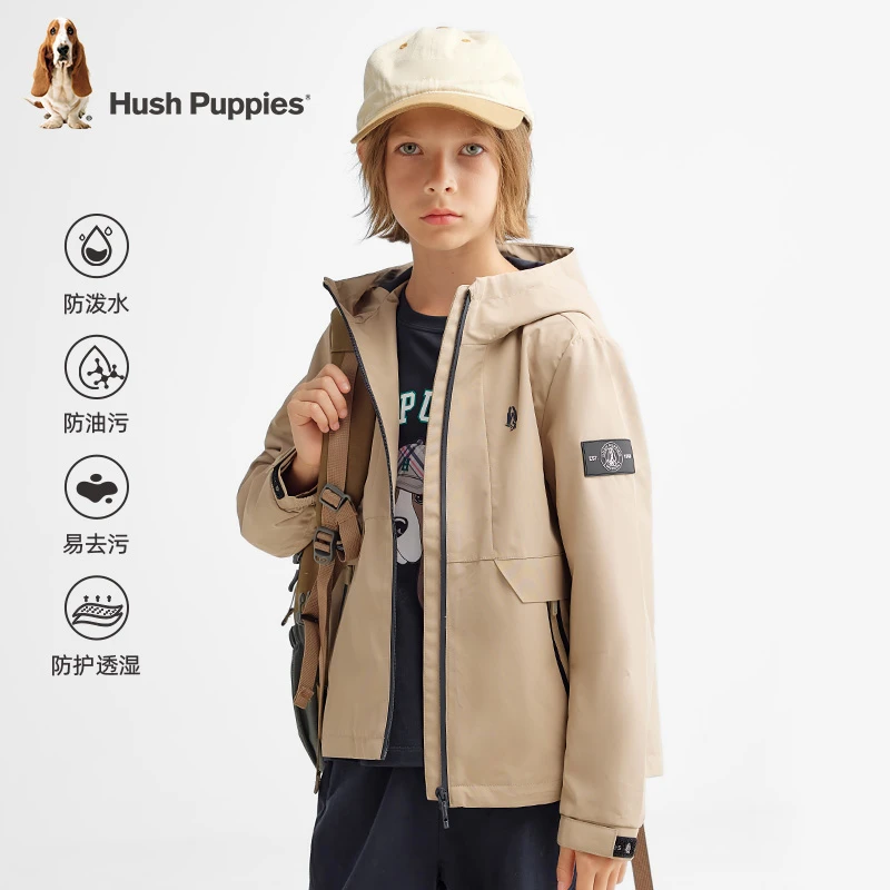 【三防薄风衣】暇步士童装2025春季新款轻奢款连帽宽松户外休闲外套