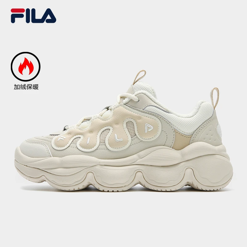 FILA斐乐女鞋新款加绒老爹鞋女款休闲厚底运动鞋F12W541121F