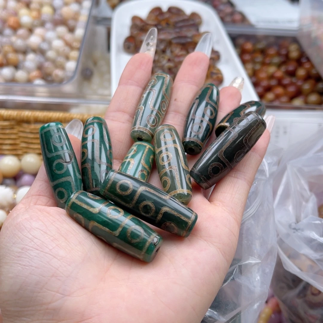 白玉菩提吊坠z瑕14-40mm/6颗绿天珠