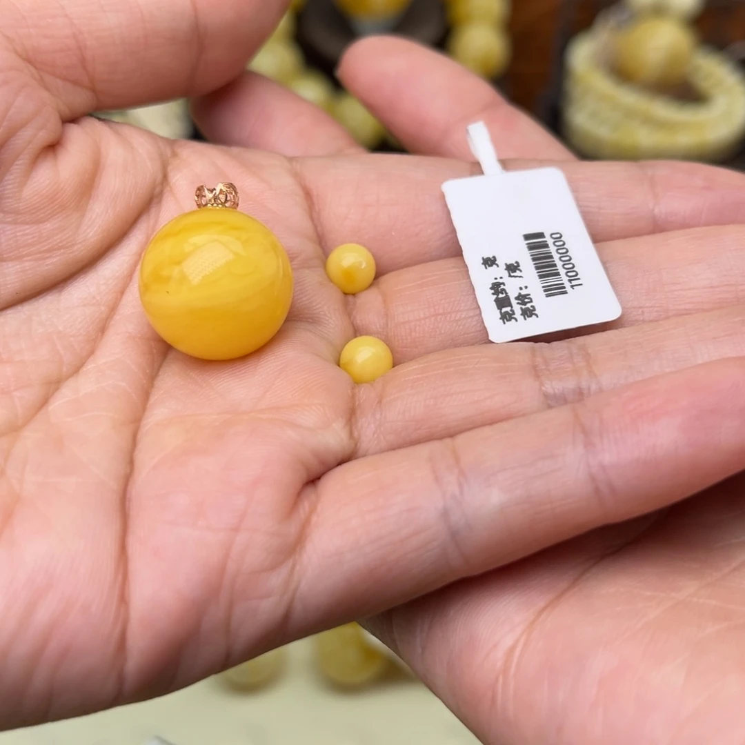 蜜蜡颈饰未镶嵌槿*16+单珠