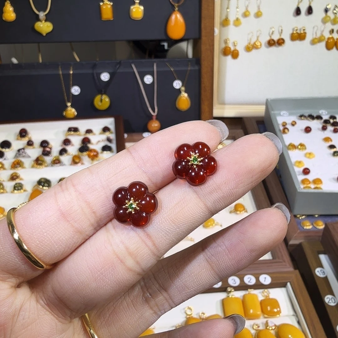 蜜蜡银S925镀金镶嵌颈饰