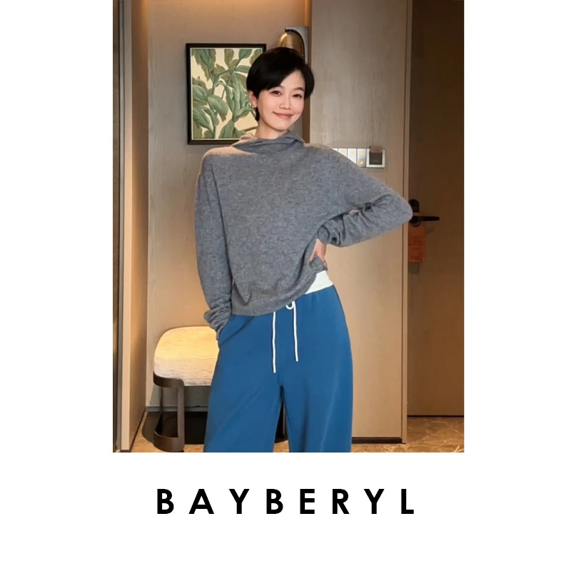 BAYBERYL老贝一线成型*连帽无缝百搭羊绒针织衫ZZS5K2709-12/7
