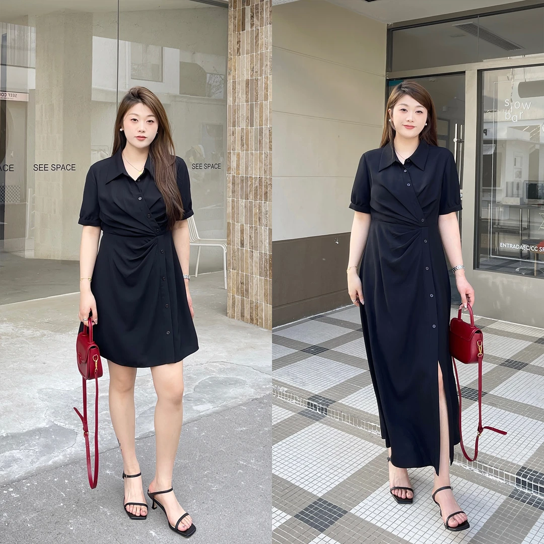 裂渡宣宣【显瘦密码】微胖大码女夏气质显瘦长短款连衣裙 ZY505F88