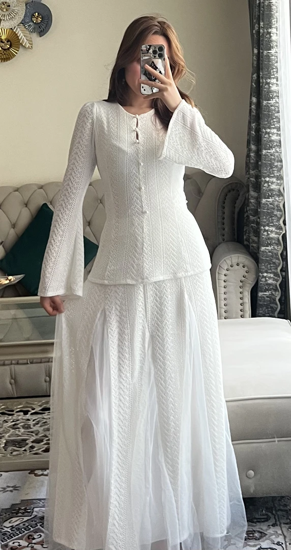 秋季纯色针织蕾丝时尚休闲气质显瘦上衣半裙套装