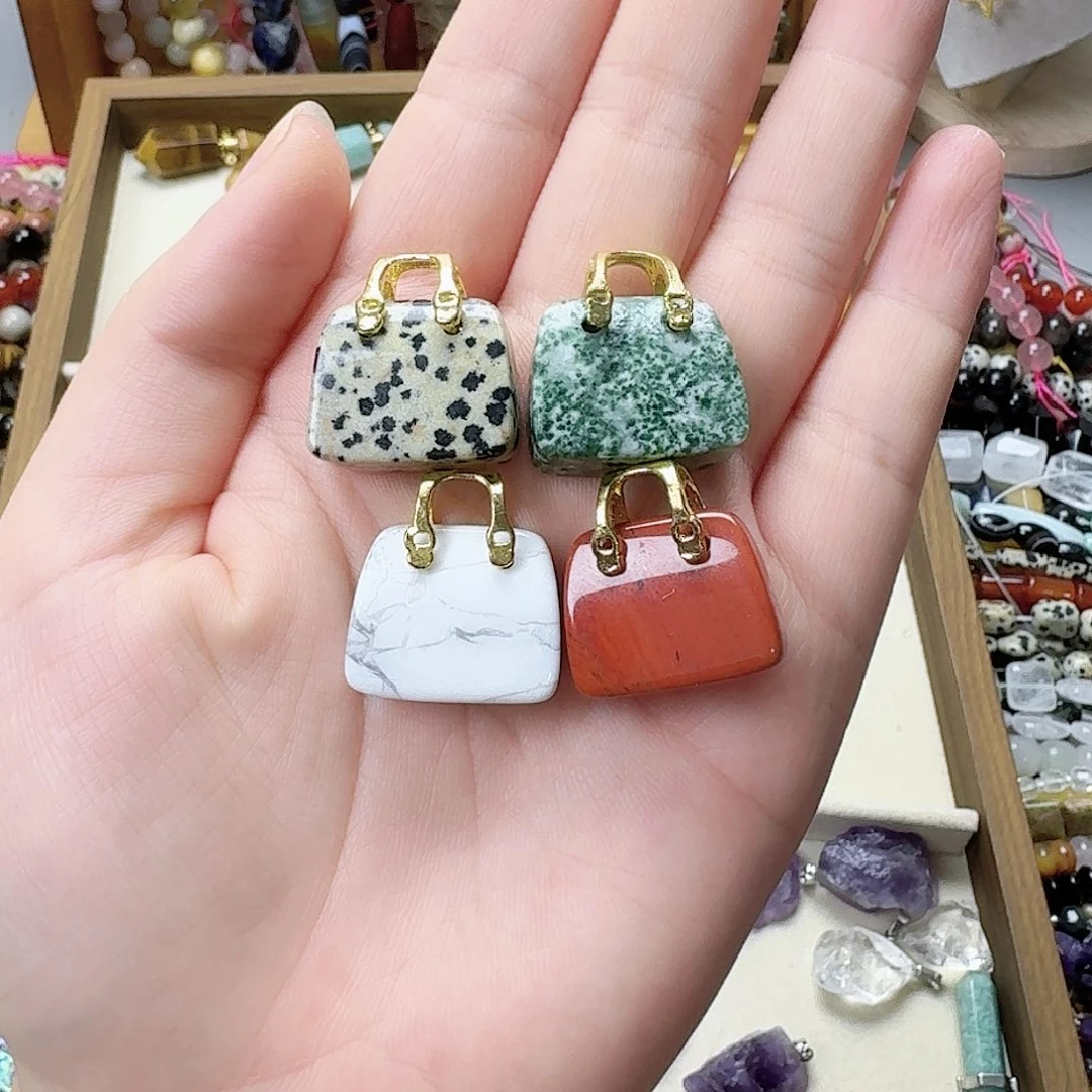 未镶嵌玛瑙/玉髓珠宝半成品包包吊坠2只