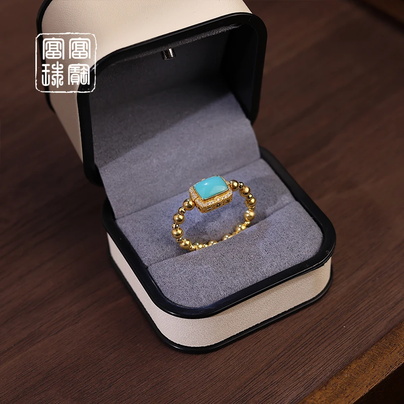 【歌松】富富珠宝 绿松石18k金气质戒指（天然珠宝多样性发）
