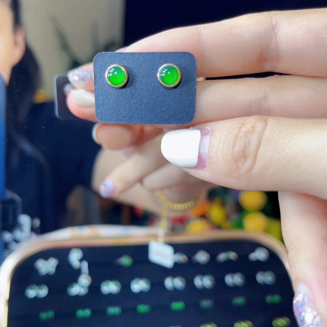 翡翠银S925镶嵌耳饰翡翠款式多人