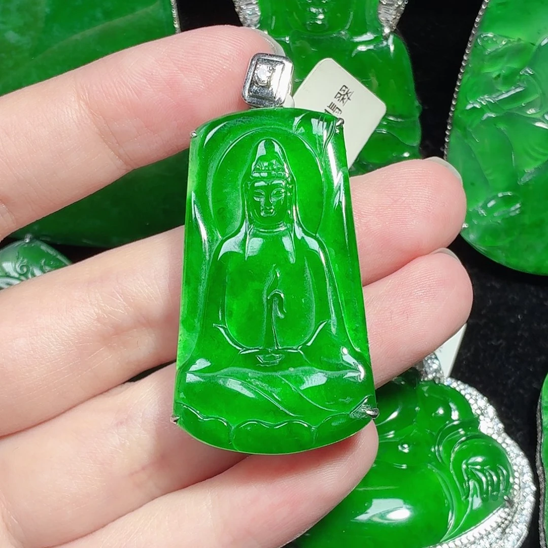 翡翠银S925镶嵌颈饰天然A货翡翠