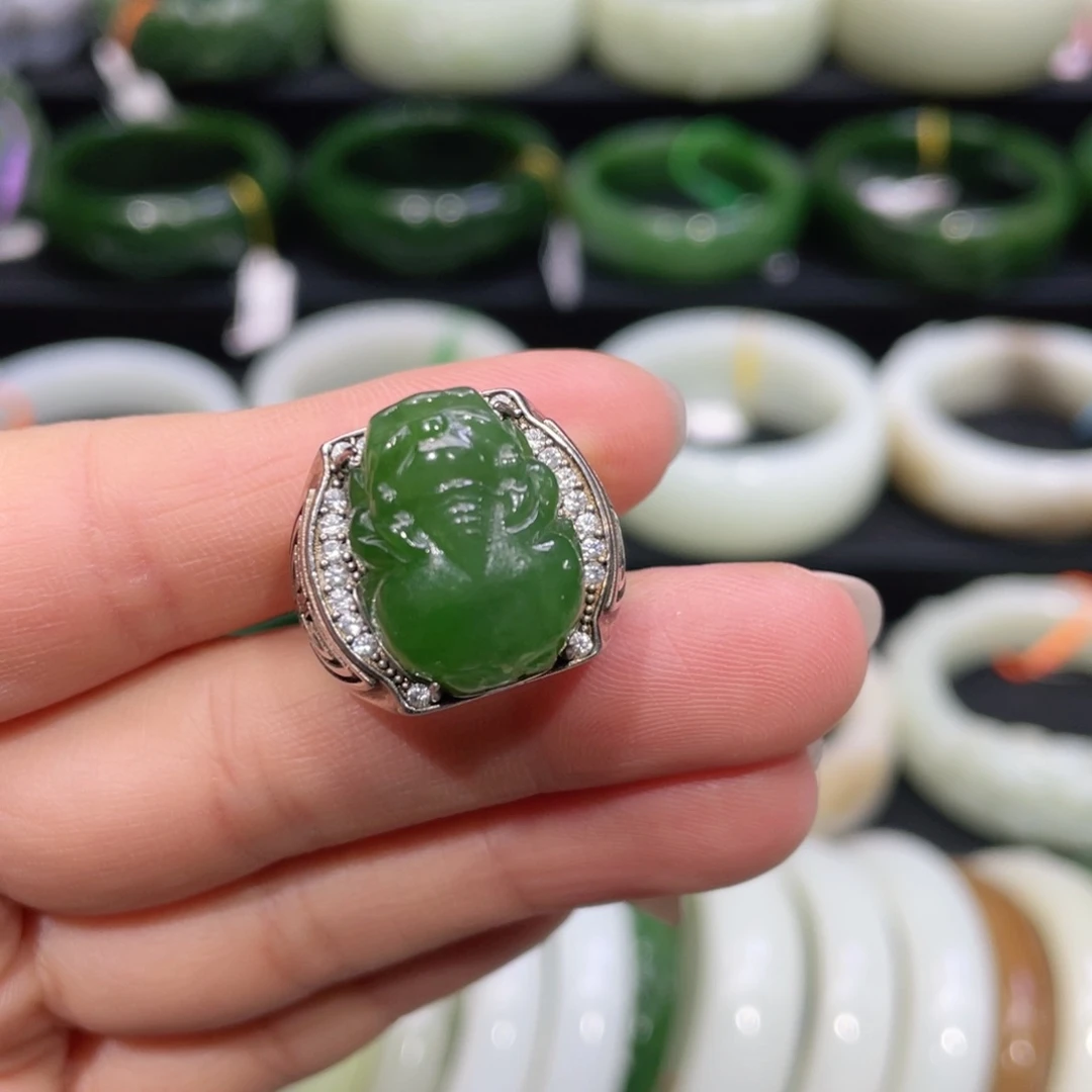 银S925镶嵌戒指和田玉