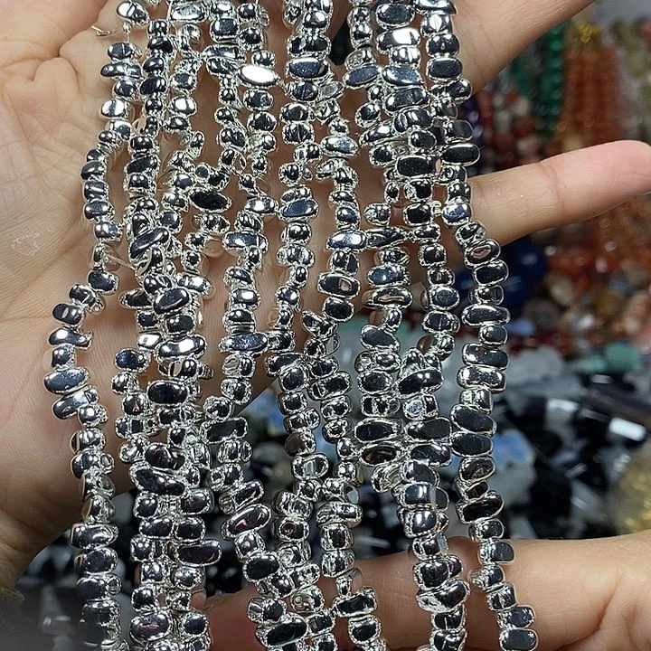 玛瑙/玉髓未镶嵌珠宝半成品黑胆石碎银子（2条）