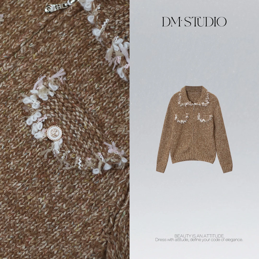 DEDM•STUDIO/复古精致感减龄撞色粗花呢小香针织开衫2512ZZ/30325